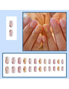 24 Uñas Postizas Francesas Teilihai Ovaladas Coloridas 2