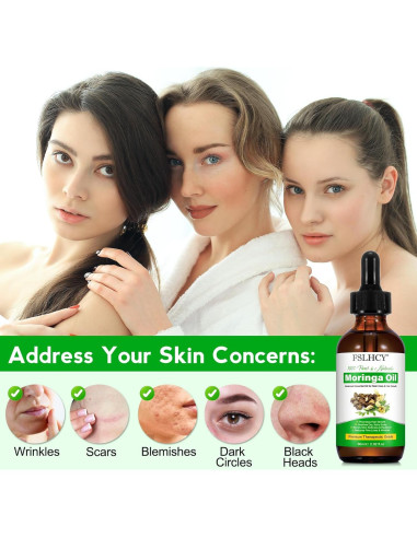 Aceite de Moringa Puro 60ml FSLHCY - Hidratante Facial y Capilar