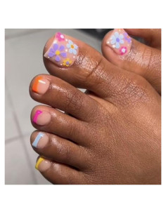 24 Uñas Postizas Acrílicas para Pies YEFIUO Diseño Francés