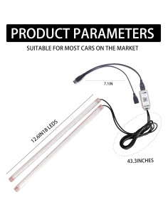 Tira LED RGB Ailinge 36 LEDs USB 5V para coche interior 2