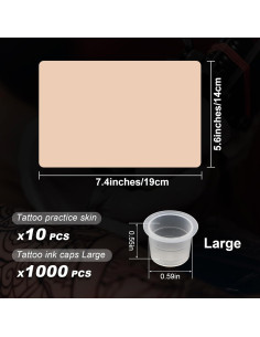 Kit de Pieles de Tatuaje Autdor 1010Pcs con Copas de Tinta 16mm 2