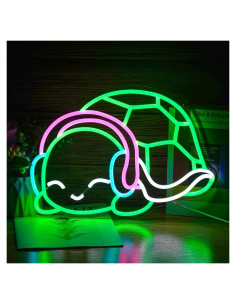 Luz de Neón Tortuga LED LISIGNVE Verde Blanca Rosa 40.9x29cm