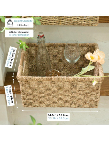 Cesta de Almacenamiento de Mimbre VATIMA 36.8x26.2x19.1cm