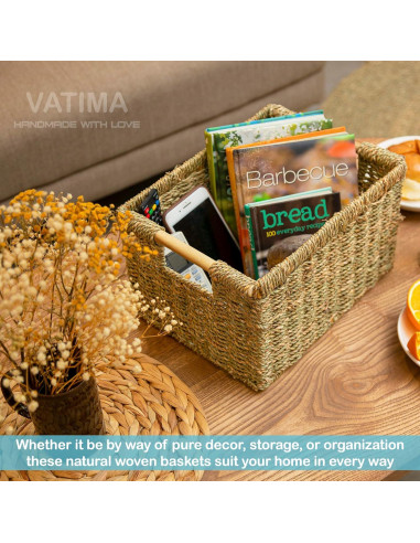 Cesta de Almacenamiento de Mimbre VATIMA 36.8x26.2x19.1cm