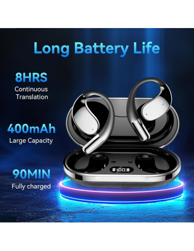 Auriculares Traductores 3 en 1 CHUNMU Negro, 150 Idiomas