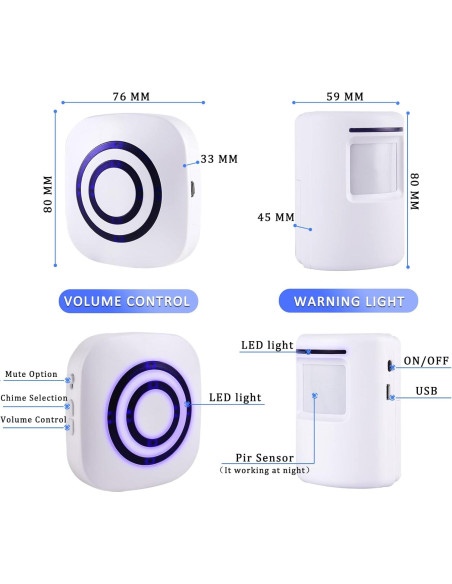 Sistema de Alarma Inalámbrica Shaogax con 2 Sensores PIR Sistema de Alarma Inalámbrica Shaogax con 2 Sensores PIR