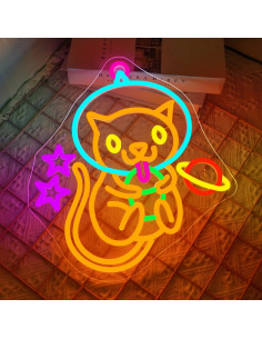 Luz de Neón Gato Astronauta DREAMFORT 38.1x12.7cm LED 2