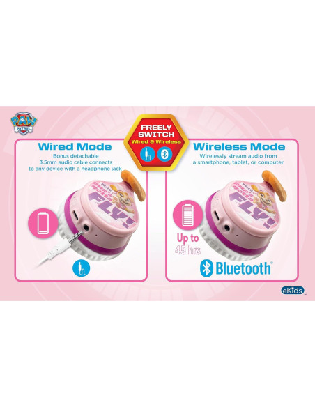 Auriculares Inalámbricos Bluetooth eKids Paw Patrol Skye