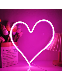 Luz de Neón Britrio Corazón Rosa 34x32cm USB Decorativa 2