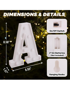 Luz LED Decorativa Letra A TEHIBIEN - Iluminación para Fiestas 2