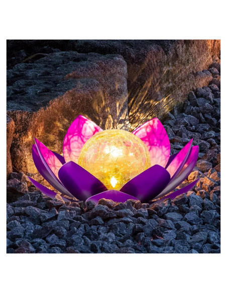 Luces Solares de Loto AIINY 2Pack Morado LED a Prueba de Agua