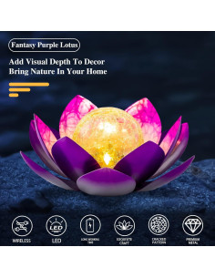 Luces Solares de Loto AIINY 2Pack Morado LED a Prueba de Agua 2