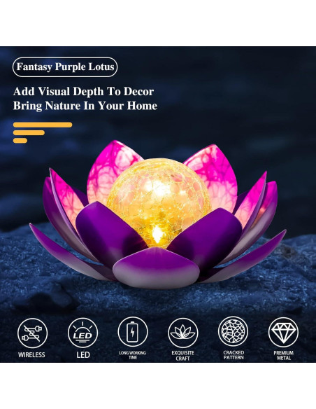 Luces Solares de Loto AIINY 2Pack Morado LED a Prueba de Agua