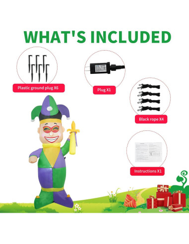 Decoración Inflable de Payaso 1.83m InfleasJoiy con LED