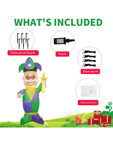Decoración Inflable de Payaso 1.83m InfleasJoiy con LED
