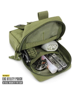 Bolsa Táctica EDC WYNEX Verde Militar Nylon 1000D 3 Bolsillos 2
