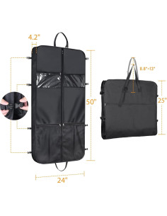 Bolsa de Ropa de Viaje Syeeiex 127 cm Oxford Negra con 6 Bolsillos 2