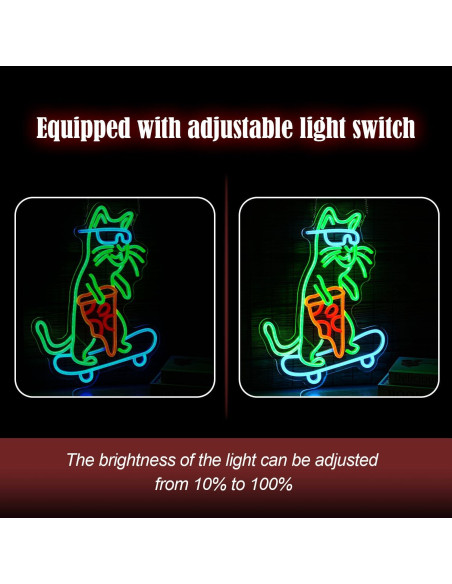 Luz de Neón Gato Patinador LIUOZHTEA 42.5x30.99 cm LED
