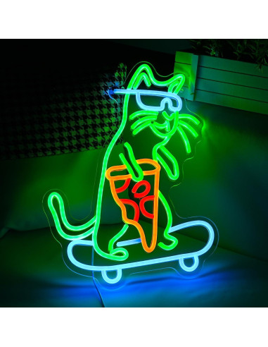 Luz de Neón Gato Patinador LIUOZHTEA 42.5x30.99 cm LED