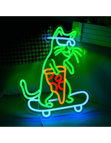 Luz de Neón Gato Patinador LIUOZHTEA 42.5x30.99 cm LED