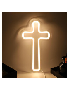 Signo LED Cruz Blanca XUENEYSILED Decoración Pared 25.4cm