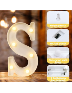 Luz de Cartel LED HYLEBOR Letra S Blanca para Decoración 2