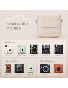 Funda de cámara Instax Beige compatible Mini 12/11/40/99/EVO 2