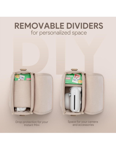 Funda de cámara Instax Beige compatible Mini 12/11/40/99/EVO