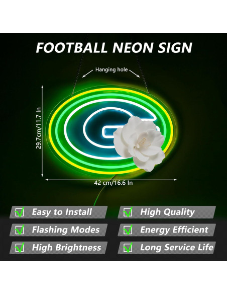 Luz de Neón Verde LED Saly Ror 42.2x30.2 cm Decorativa