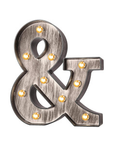 Letras LED iluminadas Glintee 22 cm plateadas decorativas