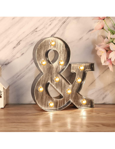Letras LED iluminadas Glintee 22 cm plateadas decorativas