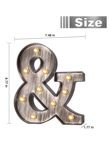 Letras LED iluminadas Glintee 22 cm plateadas decorativas