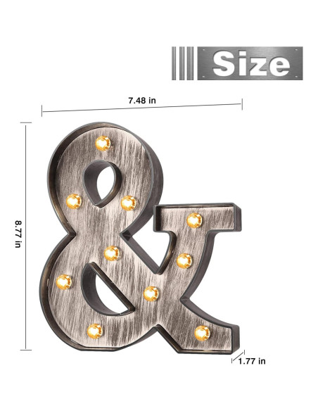 Letras LED iluminadas Glintee 22 cm plateadas decorativas