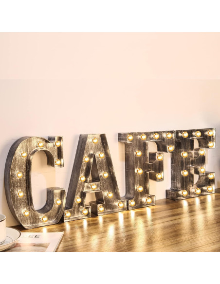 Letras LED iluminadas Glintee 22 cm plateadas decorativas