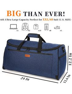 Bolsa de Ropa de Viaje FAIRWIN 60L Impermeable para Hombres 2