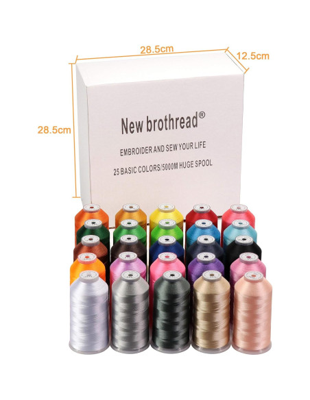 Hilo de Poliéster 5000M - 25 Colores Bobina Grande Nuevo Brothread Hilo de Poliéster 5000M - 25 Colores Bobina Grande Nuevo Brothread