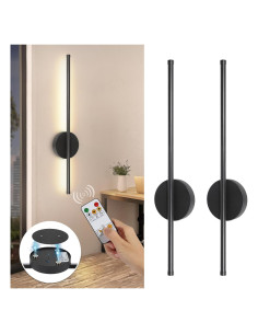 Juego de Apliques de Pared Inalámbricos TaoFiaCo 61cm Negro
