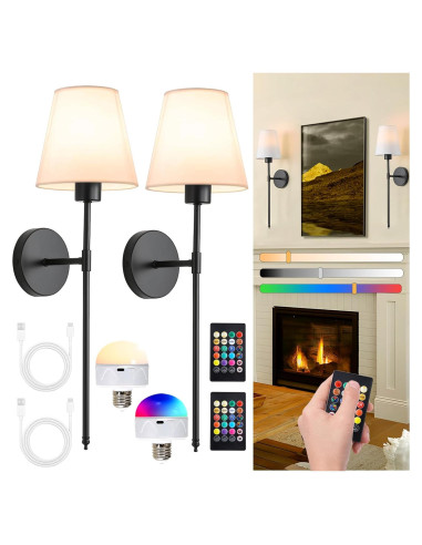 Juego de Apliques de Pared Inalámbricos AUXRAM 2 Unidades