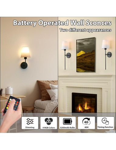 Juego de Apliques de Pared Inalámbricos AUXRAM 2 Unidades