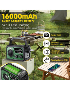 Radio de Emergencia Solar BAYTWA H21 16000mAh con Linterna 2