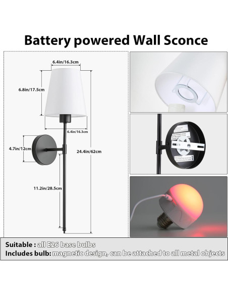 Juego de Apliques de Pared Inalámbricos AUXRAM 2 Unidades