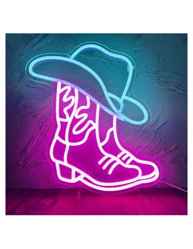 Luz Neón Botas de Vaquero y Sombrero Manimo 38x33cm