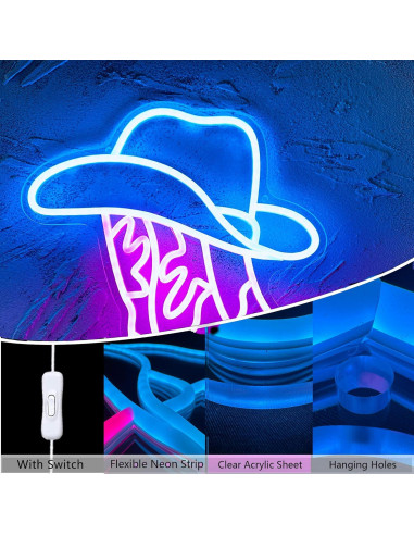 Luz Neón Botas de Vaquero y Sombrero Manimo 38x33cm