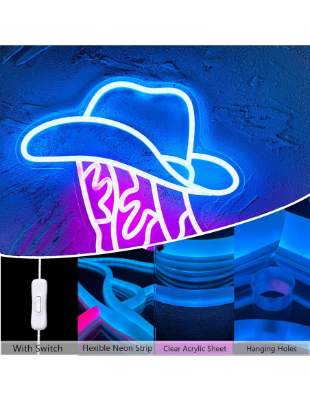 Luz Neón Botas de Vaquero y Sombrero Manimo 38x33cm