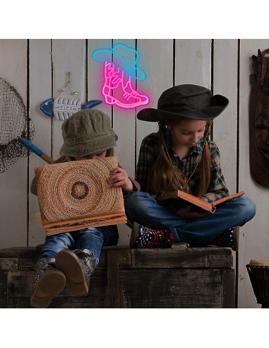 Luz Neón Botas de Vaquero y Sombrero Manimo 38x33cm