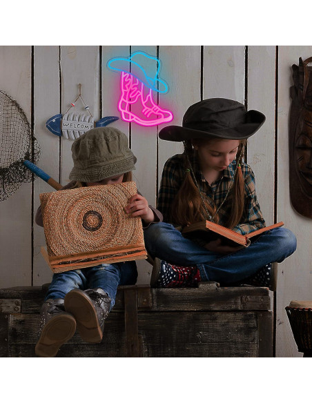 Luz Neón Botas de Vaquero y Sombrero Manimo 38x33cm