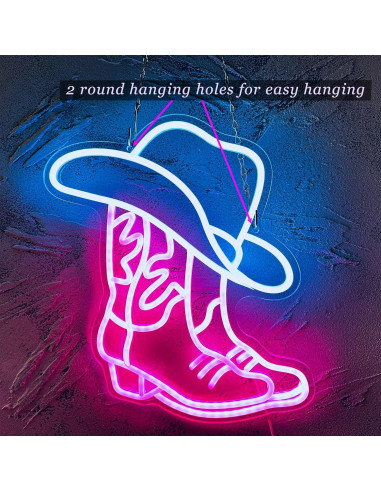 Luz Neón Botas de Vaquero y Sombrero Manimo 38x33cm