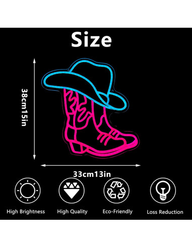 Luz Neón Botas de Vaquero y Sombrero Manimo 38x33cm