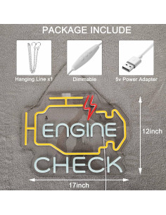 Luz de Neón Check Engine ZODZ 43x33cm USB Regulable 2