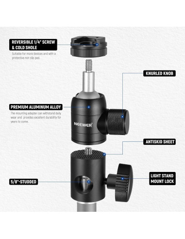 Adaptador de Montaje NEEWER con Cabezal de Bola y Zapata Fría